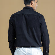 Black Corduroy Solid Shirt