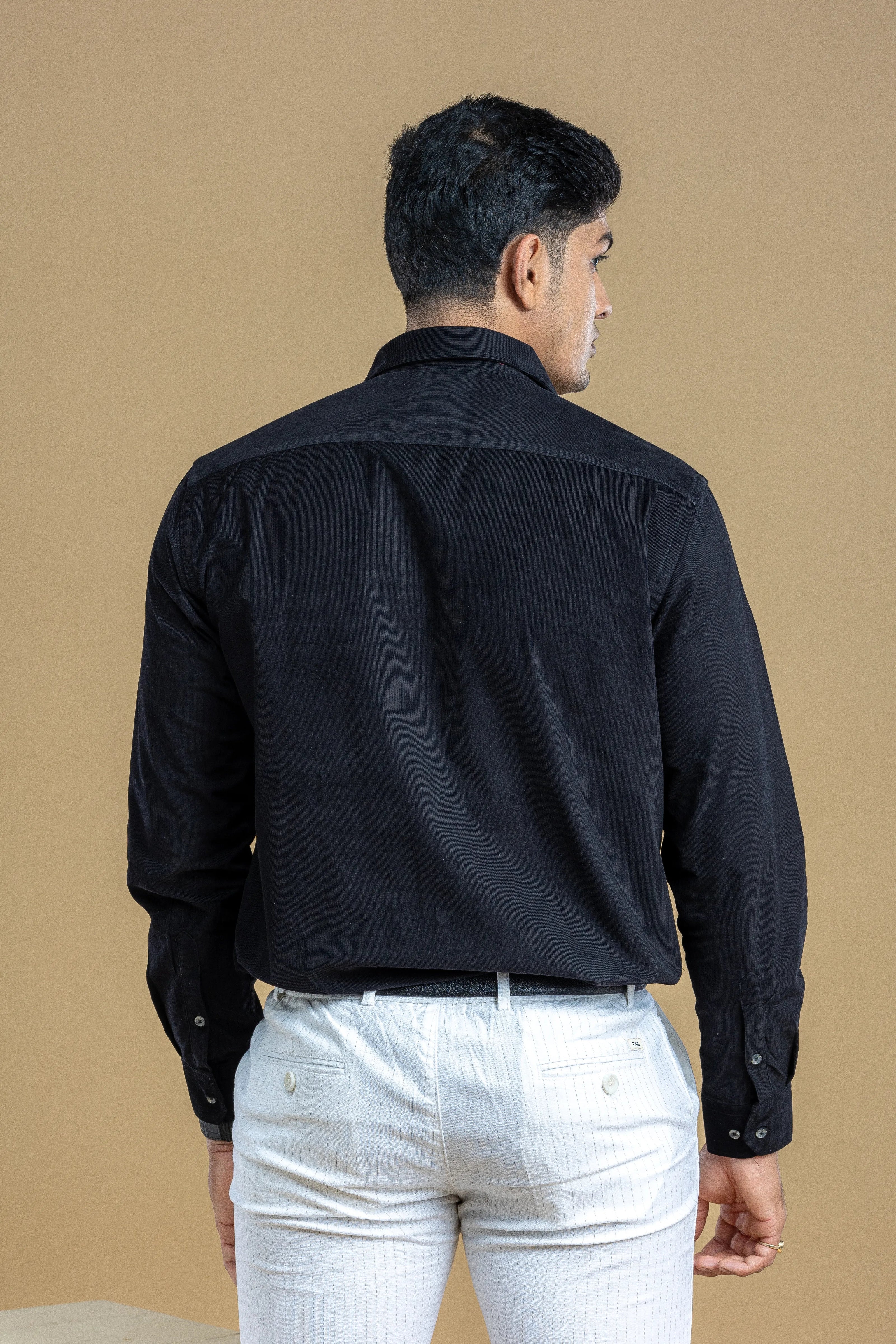 Black Corduroy Solid Shirt