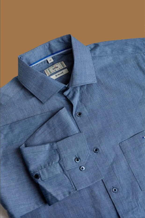 Denim Blue Classic Solid Shirt
