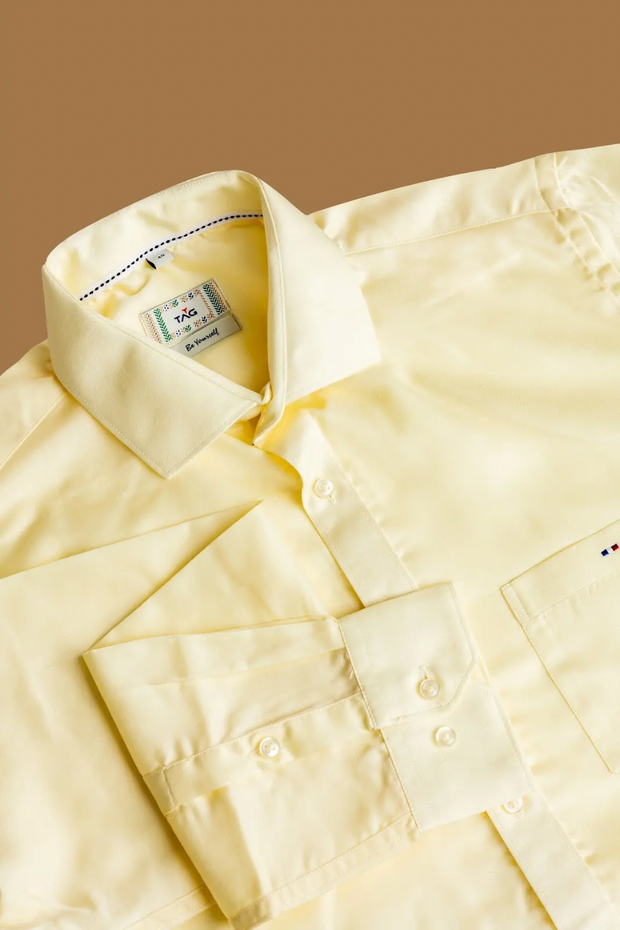 Pastel Yellow Classic Solid Shirt