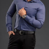 Light Blue Solid Two Tone Oxford Plain Shirt