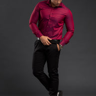 Maroon Trendy Two Tone Oxford Plain Shirt