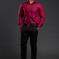 Maroon Trendy Two Tone Oxford Plain Shirt