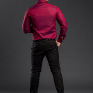 Maroon Trendy Two Tone Oxford Plain Shirt