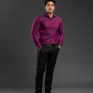 Pink Solid Two Tone Oxford Plain Shirt