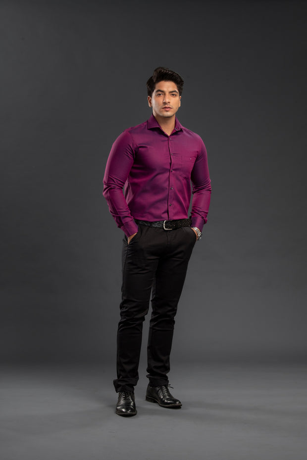 Pink Solid Two Tone Oxford Plain Shirt