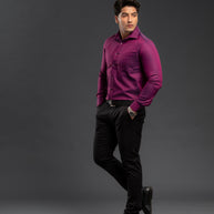 Pink Solid Two Tone Oxford Plain Shirt