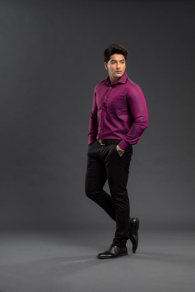 Pink Solid Two Tone Oxford Plain Shirt