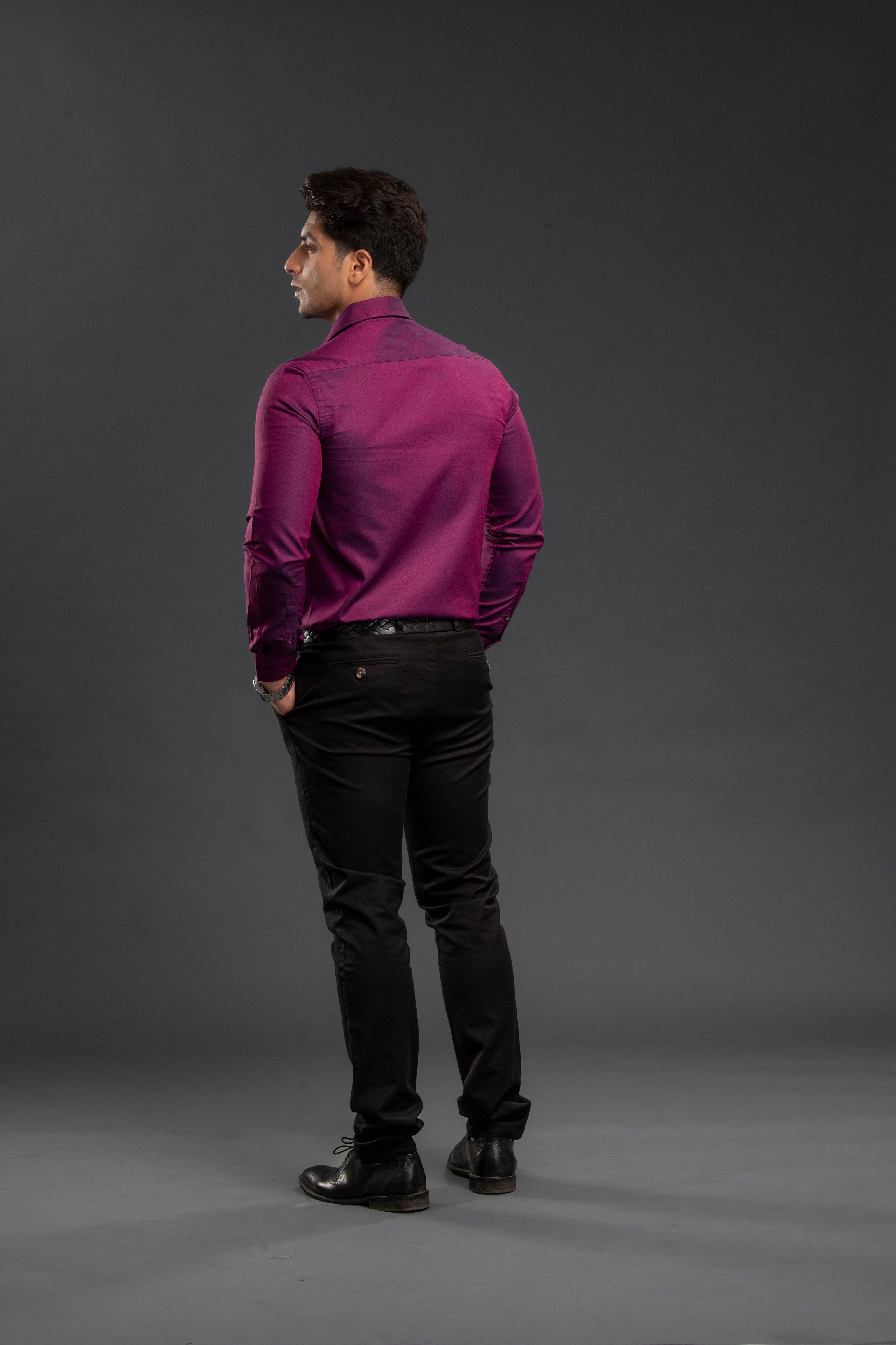 Pink Solid Two Tone Oxford Plain Shirt