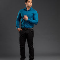 Sea Green Stylish Two Tone Oxford  Plain Shirt