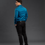 Sea Green Stylish Two Tone Oxford  Plain Shirt