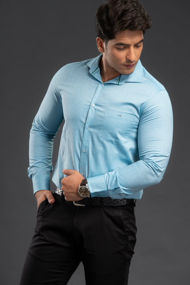 Aqua Chambray Plain Shirt