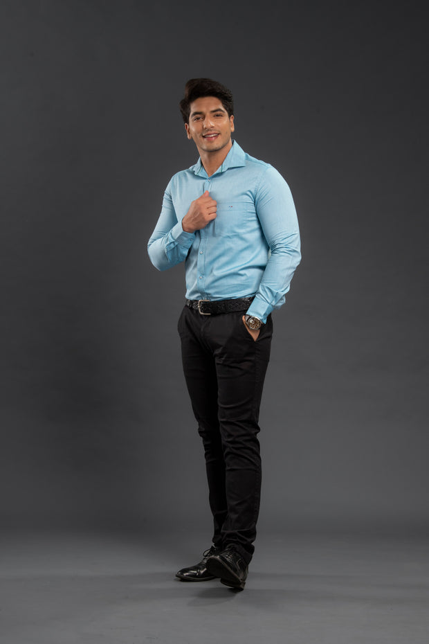 Aqua Chambray Plain Shirt