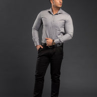 Black Solid Chambray Formal Shirt