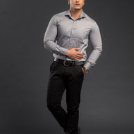 Black Solid Chambray Formal Shirt