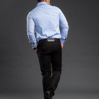 Blue Solid Chambray Cotton Shirt