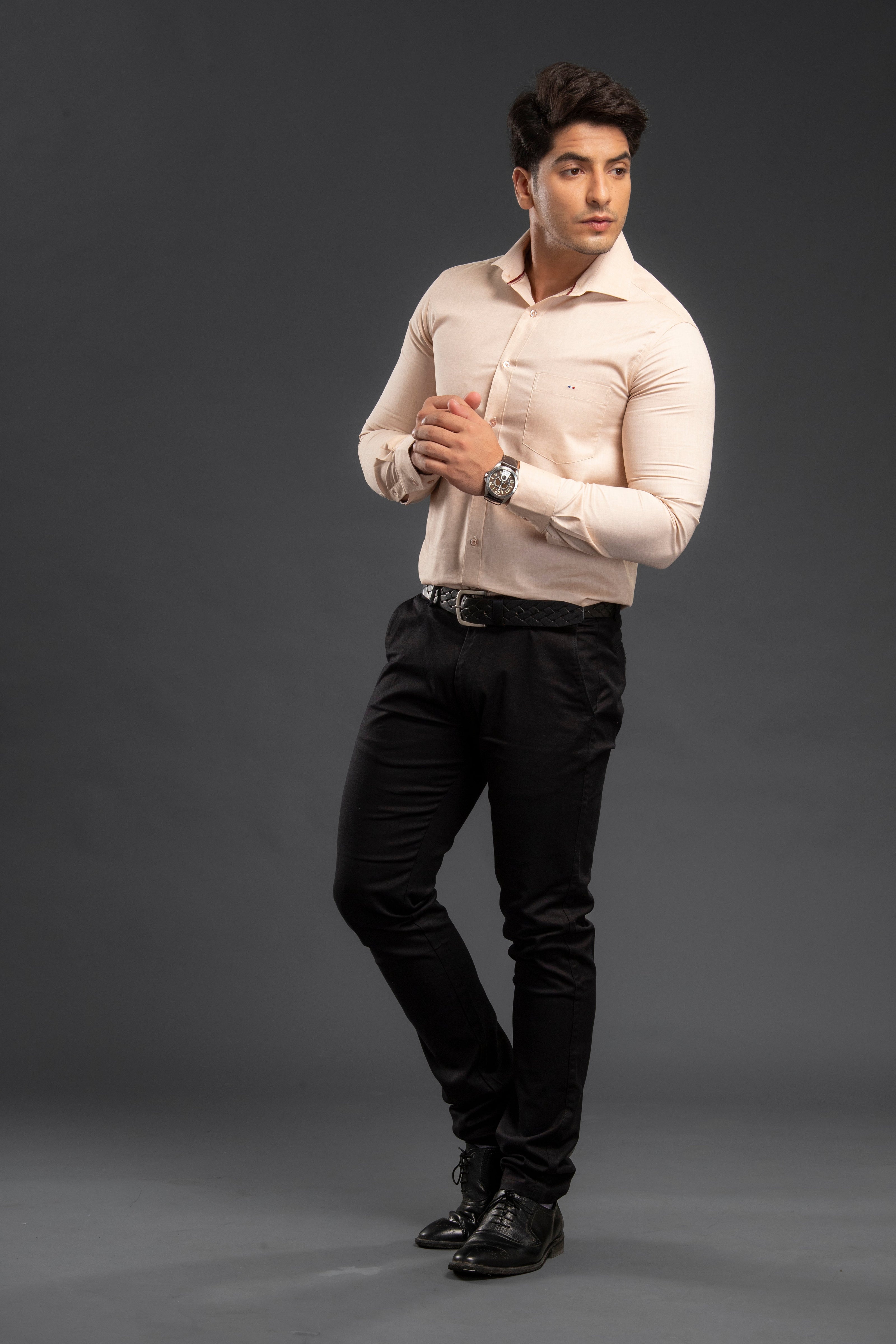 Fawn Solid Chambray Plain Shirt