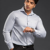 Grey Vintage Chambray Plain Shirt