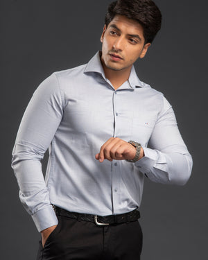 Grey Vintage Chambray Plain Shirt