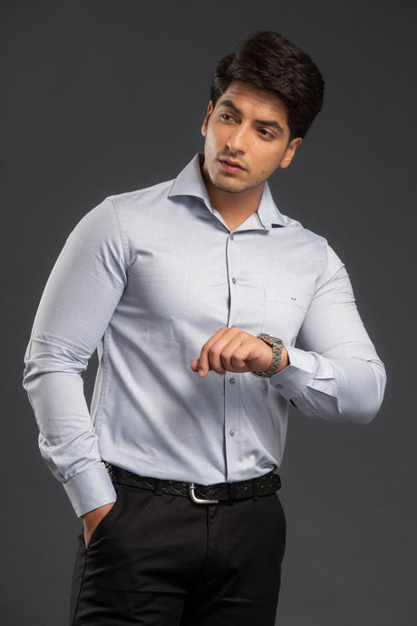 Grey Vintage Chambray Plain Shirt