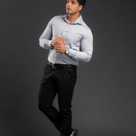Grey Vintage Chambray Plain Shirt
