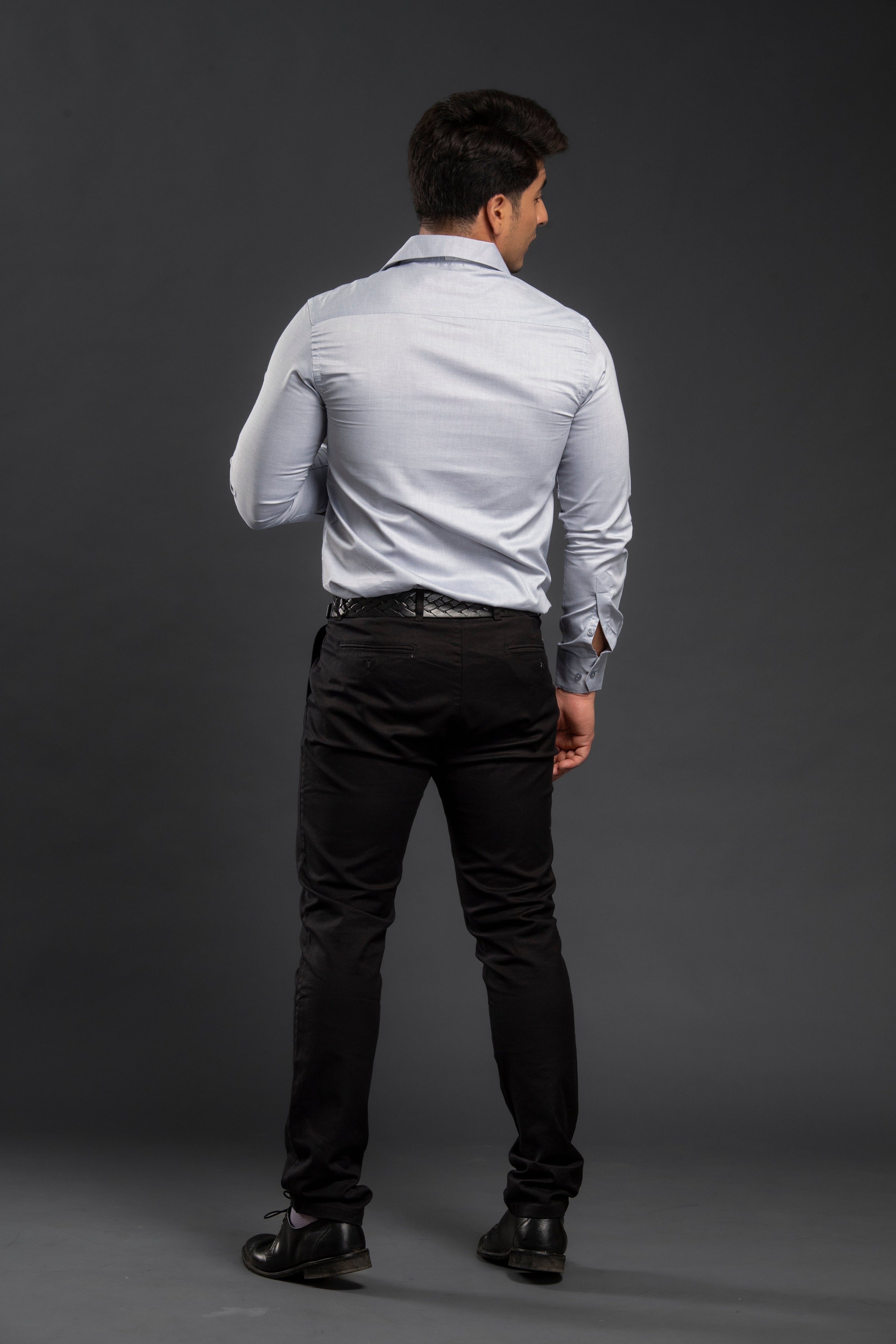 Grey Vintage Chambray Plain Shirt