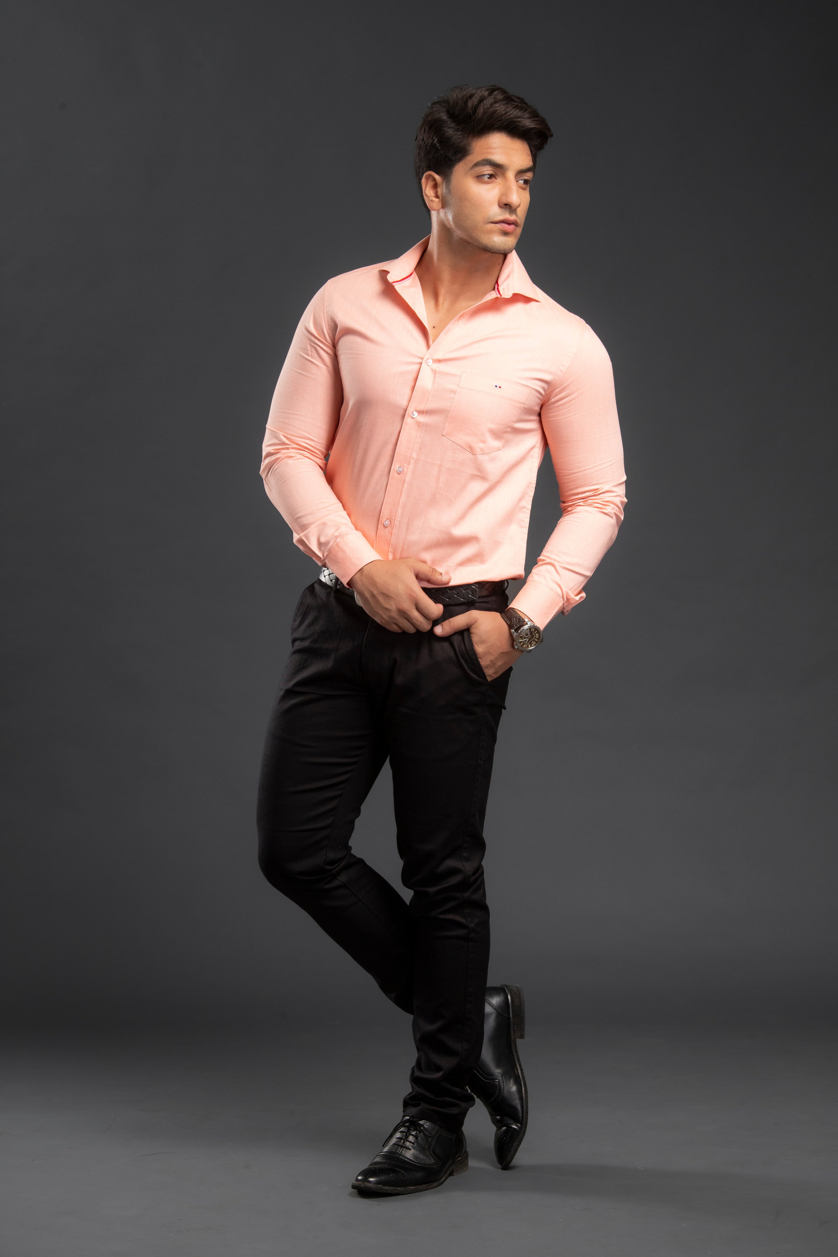 Peach Chambray Plain Shirt