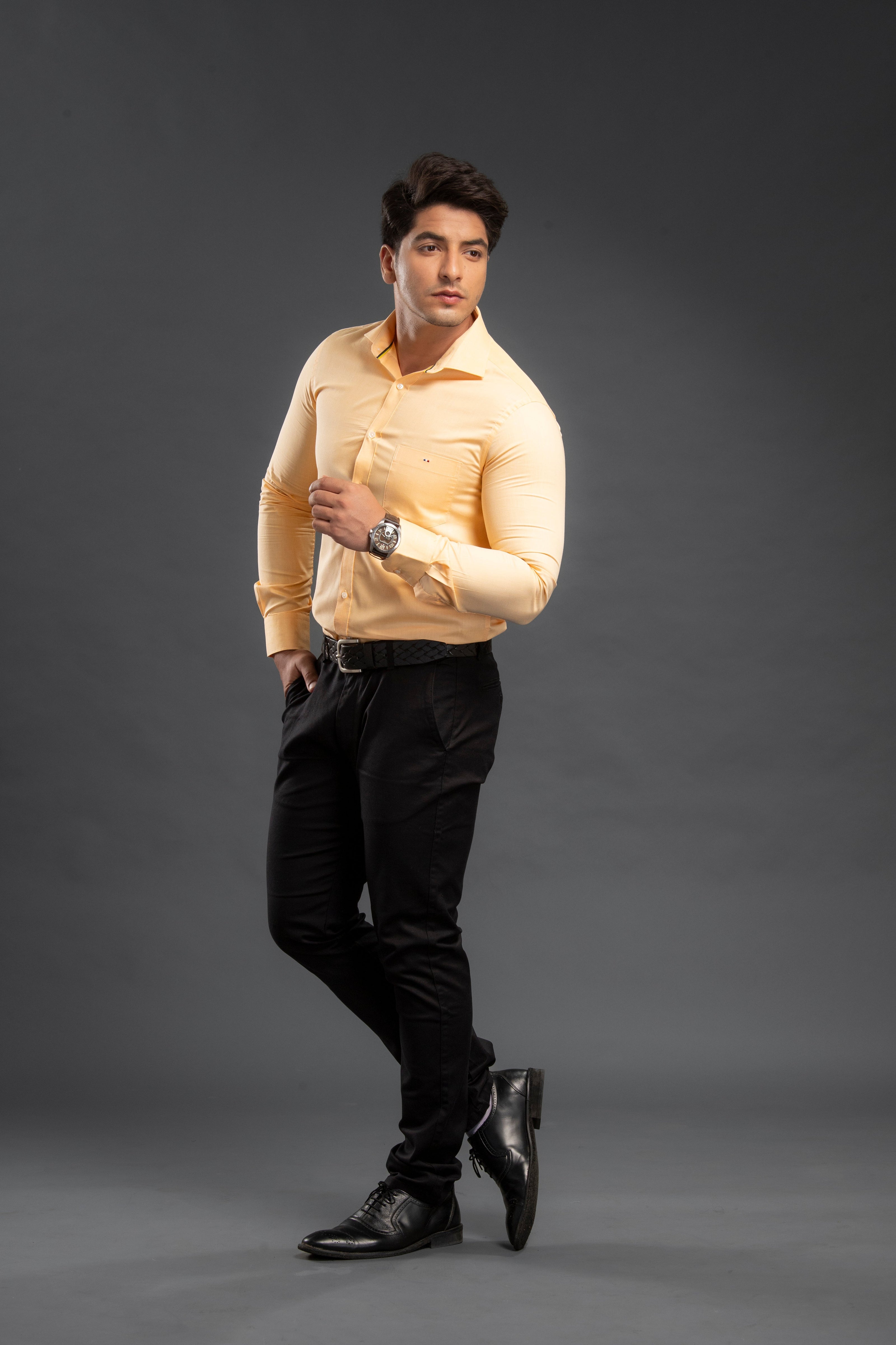 Yellow Classic Chambray Plain Shirt